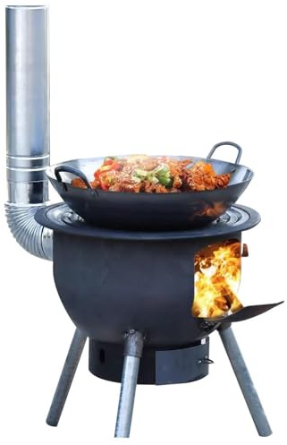 Estufa De Leña Para Camping Con Chimenea, Estufa De Leña Extragrande Y Reforzada, Apta Para Uso Interior Y Exterior Y Para Cocinar A Diario.