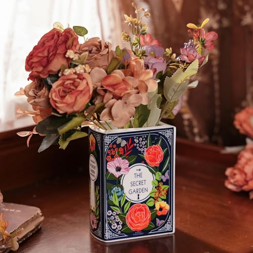 AIRCADIA Deko Bücher Vase, Keramik Vase (The Secret Garden) | Clean Girl Room Decor, Bücherregal Dekor, Ästhetische Room Decor, Für Home Office, Für Buch Liebhaber