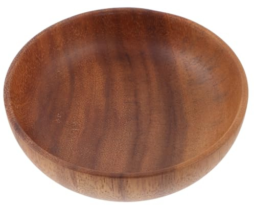 HOLIDYOYO Assiette à Salade Décorative en Bois d'Acacia 12X38 CM Porte-Collation Polyvalent Bol à Trempette Léger pour Sauces et Condiments Plat de Service Rond Maison et Réception