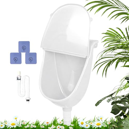 Urinoir mural avec couvercle – Urinoir mural avec couvercle, chasse d'eau anti-déversement avec système de raccordement de tuyau | Fixation pour dortoir, cour, camping véhicule Insta