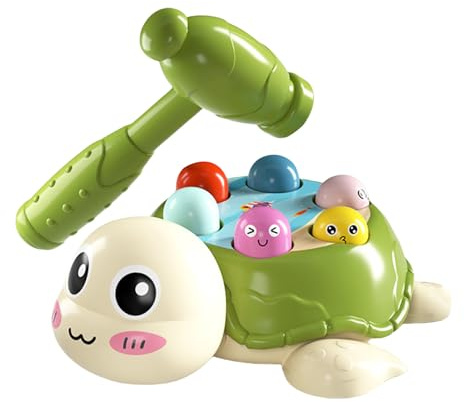 Turtle Pounding Toy - Whack Mole Hammer Game, Activité de développement d'apprentissage interactif éducatif, jeu de taupe mignon pour les tout-petits motricité fine mignon marteau ensemble de