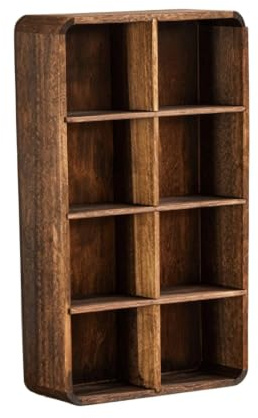 YWMJZEU Espositore con Scomparti Multiscomparto Espositore da Tavolo Salvaspazio Porta Teiere da Tavolo per Amanti Del Tè, Collezionisti, Soggiorno, 8 Scomparti Con Pannello Posteriore