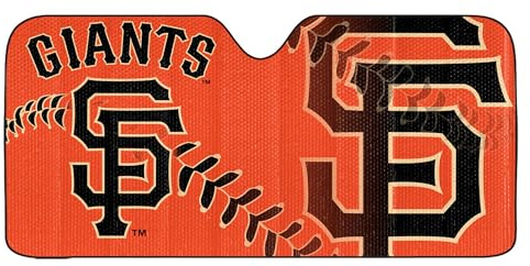 Fanmats 60037 MLB San Francisco Giants Windshield Sun Auto Shade, Sun Shield Sun Visor | Accordion tri-fold for Storage | 59 x 29.5, Colorful Team Design