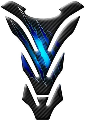 PROTECTION DU RÉSERVOIR RÉSINE RÉSINE 3D AU CARBON RAYÉ COMPATIBLE POUR MOTO HONDA KAWASAKI APRILIA DUCATI CAGIVA YAMAHA PE(N) (Blue)