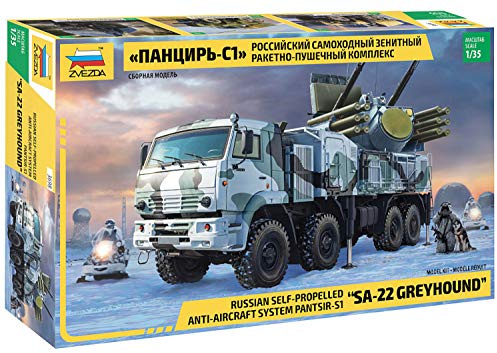 Zvezda 530003698 fordon 1:35 Pantsir S1 Anti Aircraft-system, modellbyggsats, plastbyggsats, byggsats för montering, detaljerad kopia, flerfärgad