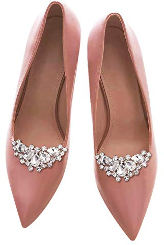 HJYHYN Silver Shoe Clip Shoes Jewelry Decoration Crystal Shoe Buckle for Wedding party