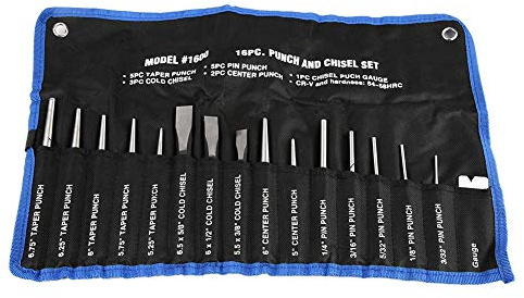 Dioche 16Pcs Steel Pin and Center Punch Set, Ideal for Metal & Masonry Carving Heat Treatment Steel, Strong Impact Bearing Capacity, Improve Work Efficiency