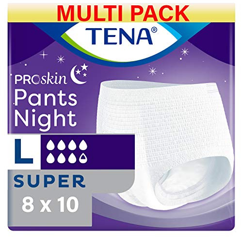 Tena Proskin Pants Super Night – Größe L, 8 Packungen mit 10 Stück