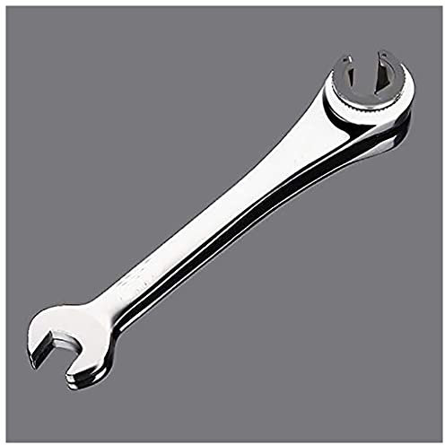 TopHomer Chiave a cricchetto per tubi da 11 mm, doppia estremità aperta, chiave a cricchetto in acciaio al cromo vanadio a testa fissa