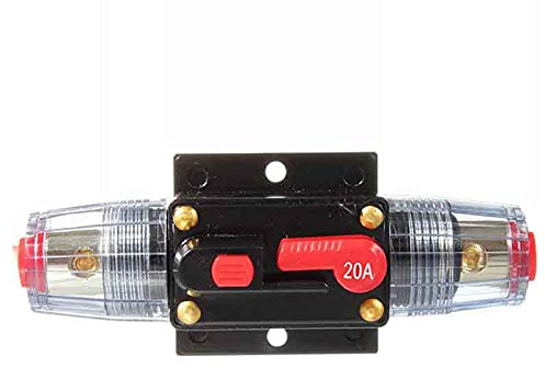 Auto Leistungsschalter,DC12-48V Kfz Sicherung,Sicherungshalter mit Manuellem Reset,Sicherungshalter für Car Audio Solar Inverter Systemschutz Fuse Holder 10x4.2x4.3cm (20A)
