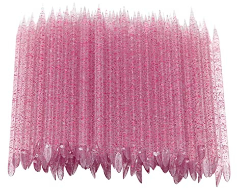 Bastoncini per Unghie, 100 Bastoncini per Pedicure per Manicure per Cuticole a Doppia Estremità(Fucsia)