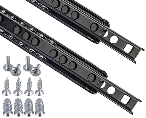 Stahlia Schubladenschienen 17mm 310mm Länge (2 STÜCK) SCHWARZ Teilauszug Schubladenauszug Auszugsschienen Rollenauszug Kugelauszug Kugelführung für Schubladen