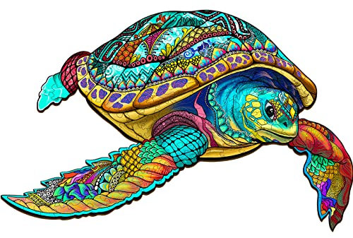Blumuze Holzpuzzle Erwachsene, Abenteuer Schildkröte Holzpuzzle Einzigartige Tierform Puzzleteile, Puzzle aus Tierteilen, Puzzle Holz Erwachsene mit Geschenkbox aus Holz 88 Stück(S-25 * 15.6cm)