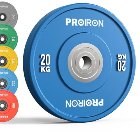 PROIRON Hantelscheiben, Olympic Bumper Plates 50mm, 5-25kg, Hartgummi, Hanteln Gewichtsscheiben nach IWF Standard