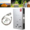 ECUTEE Calentador de agua de gas licuado LPG de 12 L, 24 kW, calentador de agua instantáneo sin depósito, con cabezal de ducha galvanizado y manguera de ducha, para camping al aire libre y ducha