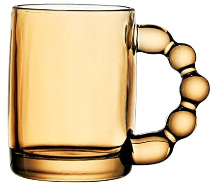 Duiaynke Tasse à eau en verre transparent de 350 ml avec poignée froide et chaude - Tasse en verre durable multifonction (marron)