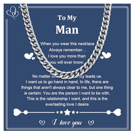 BOCHOI Cuban Chain Gifts for Husband Boyfriend, Mens Gifts Cuban Chain Necklace for Son Dad Brother, Jewellery Presents for Birthday Christmas Valentines Day Graduation