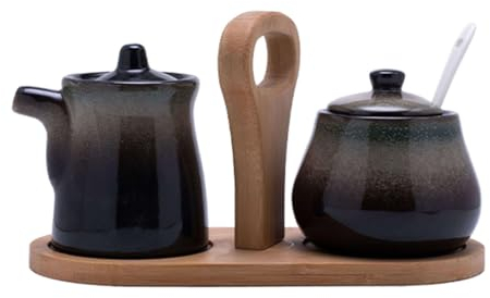 JTBDWOSK Set Panna E Zucchero per Bar, Lattiera E Set Zucchero, Zuccheriera E Set Lattiera, Set da Servizio caffè con Lattiera Vintage Sfumata E Zuccheriera,A