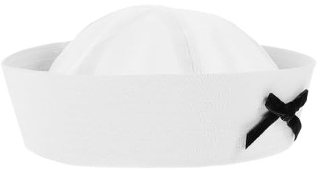 Luxshiny Weißer Matrosen Cosplay Hut mit Schleife, 58cm Gewebe für Damen