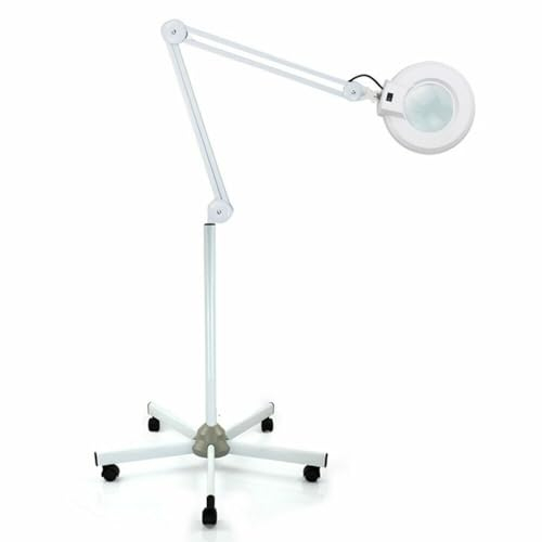 Treeisland Lupe mit Licht und Ständer, 5X LED Lupenleuchte mit Standfuß, LED Lupenlampe Arbeitsleuchte für Hobby Basteln, Arbeitsplatzlampe