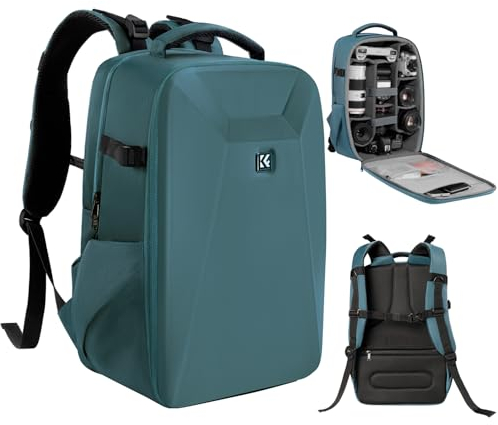K&F CONCEPT Kamerarucksack Fotorucksack mit Hartschale Kameratasche mit 15,6-Zoll-Laptopfach und Regenschutz, Rucksack für Drohnen