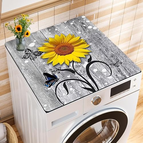 IWTBNOA Housse de machine à laver, 60 x 60 cm, douce et découpable, universelle, antidérapante, pour machine à laver, sèche-linge, salle de bain, cuisine