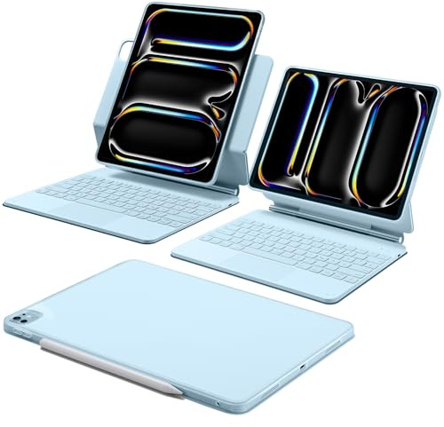 ESR iPad Pro 13 tum (M5/M4, 2025/2024) fodral med tangentbord, tangentbordsfodral med magnetstativ som justerar, hög/upphöjt läge, avtagbart skyddsfodral, rebound 360-serien, blå
