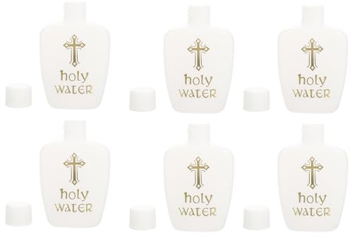 Cabilock 6Pcs Empty Holy Water BottlesSet, Refillable Cross Design Catholic Christian Holy Water Bottle Baptism Decoration for Church Wedding Easter 60ML