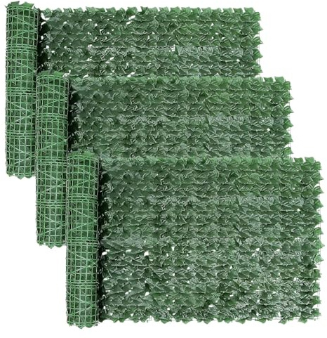 Fence Screening,1 * 3M Artificial Ivy Fence Screening, Water Proof Artificial Trellis, Artificial Hedge Roll, Trellis with Artificial Leaves,Privacy Screen Garden for Balcony Garden Decoration(3PCS)