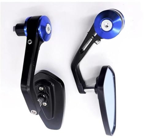 WKXTECZT Lenkerendenspiegel 22 Mm Lenkerendenspiegel Motorrad Seitenrückspiegel Für Z750 Z800 Z900 Z1000 Für NINJA300 Z900RS Rückspiegel Seitenansicht am Lenker(Blau)