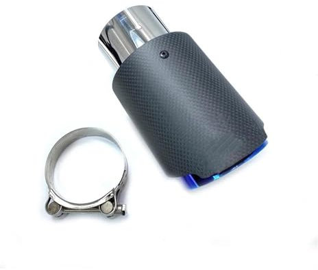 DZSQWETYU Auspuffblenden 1 STÜCKE Auto Auspuff Endrohr Matt Carbon Schwanz Ende Blau Edelstahl Gerade Schalldämpfer Spitze Flansch Für F30 Tail Throat(67 IN-89MM Out)