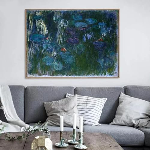 GKUVBF Impressionismus Monet Claude Seerosen Nympheas Poster Ölgemälde Reproduktion Landschaft Leinwanddruck Wandkunst Dekor 23,6 x 31,4 (60x80cm) Kein Rahmen