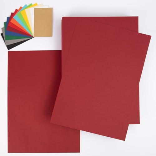 PresentFill® Tonkarton A4 Bordeaux Rot | 50 Blatt | 210g/m² | Bastelkarton aus 100% Recycling Kraftkarton | Made in Germany | Farbkarton | Bastelpappe zum basteln | bemalen | zeichnen