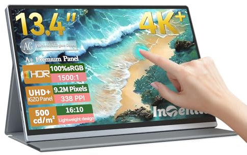 4K 13.4 Portable Touchscreen Monitor,Anti-Glare IGZO,3840x2400 16:10 100% sRGB 1500:1 500nits,HDR,Lightweight,Aluminium-Alloy Body,Ultra-Slim Bezel,Protective Cover,VESA,10 Point Touch U13ZT