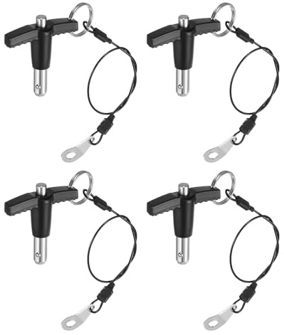 QUARKZMAN 4pz Pin di Blocco a Maniglia a T 8mm x 10mm Lunghezza di Utilizzo | Pin di Rilascio Rapido a Pulsante, Acciaio Inossidabile