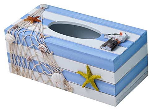 HOLIDYOYO Kasten Taschentuchbox Ozeanwind Würfelboxen für Taschentücher Rechteck Tissue-Box-Abdeckung Papiertuchbox mit maritimem Flair Dekoration mediterranes Harz