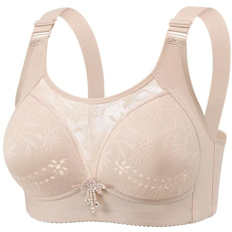 Generisch Seamless Comfortable Full Cup Bra with Underwire for Women, Hot Bra Off the Bar Fitness Set Women, Light grey, 16