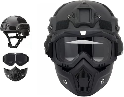 Airsoft-Helm Und Vollgesichtsmaske Mit NVG-Halterungen Und Seitlichen Schienen, Abnehmbare Vollgesichtsmaske Für CS-Spiele, Filmrequisiten, Rollenspiele