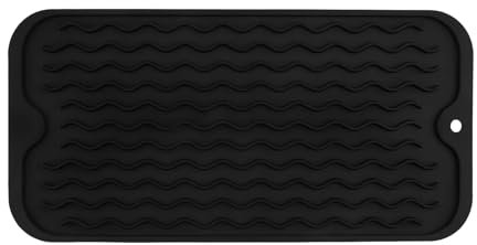 Vroxdrez Alfombrilla escurreplatos de silicona antideslizante 30 x 15 cm para fregadero de cocina, base de drenaje compacta para vajilla, ideal para bares