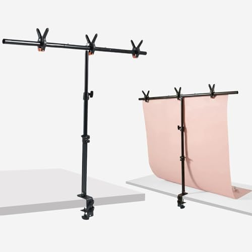 ZUOMIDIE 3x3.3ft Small Photography Tabletop backdrop stand, Adjustable Photo Backdrop Stand Kit with with C Clamps, Background Stand with 3 Clamps,T-Shape Backdrop Banner Holder for Photograph