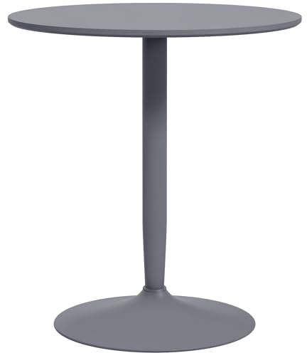 HOMCOM Esstisch für 2 Personen mit Stahlbein, 70 x 70 cm Grau | Rutschfester Fußauflage, Säulentisch, Rund Küchentisch, Esszimmertisch, Moderner Kaffeetisch, für Küche Esszimmer Wohnzimmer