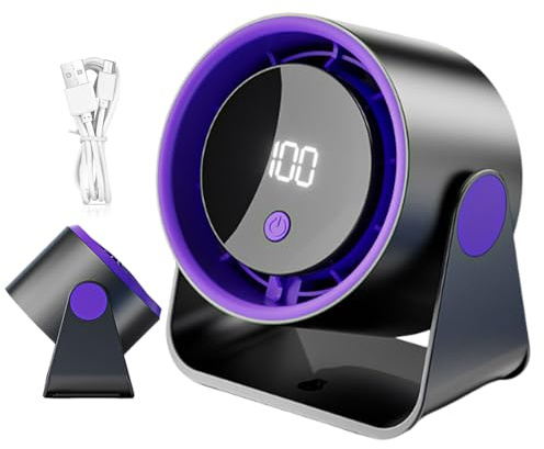Ventilador De Escritorio Silencioso | Ventilador Oficina Recargable USB | Pantalla LED Duradero Circulador Aire Exterior Viaje Coche Oficina