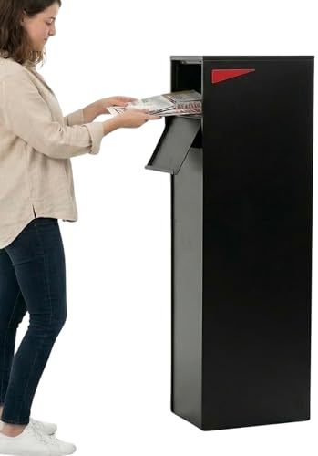 Modern Mailbox with Post - Residential Mailboxes for Outside Post Mount, Large Mail Box and Posts Combo Kit with Newspaper Package Slot, Magnetic Door, Powder Coated, Works with 4x4 or 6X6 Wood