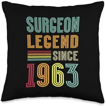 Surgery Legend 1963 63 Years Scalpel 63rd Birthday Surgeon Throw Pillow