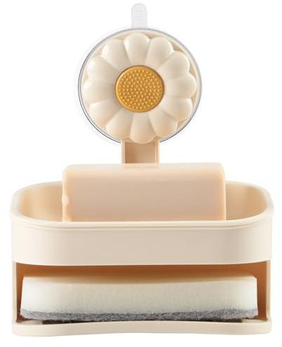 Porte-savon à ventouse - Fixation murale - Auto-drainant - Pour salle de bain, baignoire, cuisine - Nettoyage facile