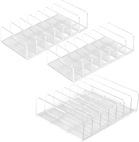 KUAOOAUK 3PCS Acrylic Makeup Organiser with 7 Sections Vanity Organiser | Divided Compartments BPA-Free Acrylic Shatter-Proof Plastic For Makeup Palettes,Tidy Vanity and Bathroom Counter Storage