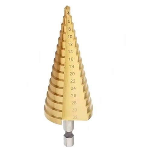 Brocas hexagonales de metal recubiertas titanio 4-32 mm, brocas escalonadas acero alta velocidad HSS, con orificio cónico, cortador madera, métricas, 1 unidad