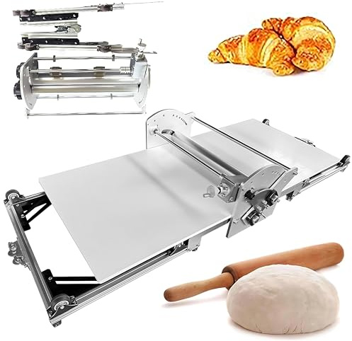 Laminadora Masa Eléctrico Plegable Para Panadería con Grosor Ajustable, Laminadora Plegable con Tablas de 45cm, Ideal para Hacer Hojaldre de Panadería