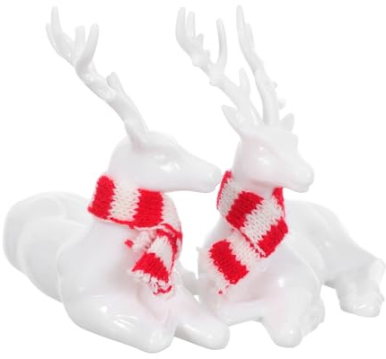 Alipis 2 Piezas Decoración Navideña Acrílica de Reno Blanca con Diseño Elegante y Detallado Figuras Pequeñas de Reno para Centro de Mesa Fiestas de Navidad