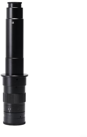 CS C-Mount Objectif zoom 0,7-4,5x pour appareil photo microscope, rapport 6,5:1, grossissement réglable (10 x 300 x sur l'écran), construction en alliage, manuel (300 x)